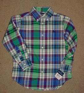   Ralph Lauren Long Sleeve Button Up Shirt Blake Twill Plaid Blue  
