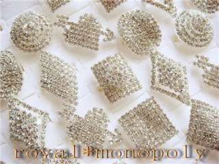 Wholesale lots 12pieces Oversize Rhinestone CZ silver Rings  