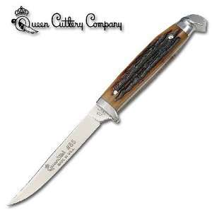 Queen Trout Knife w/ Aged Stag Bone Handle  Sports 