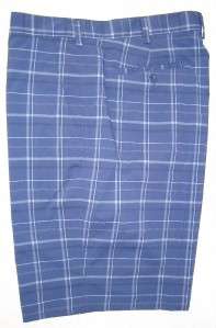 419) Nike Golf Mens Flat Front Plaid Stripe Shorts 36  