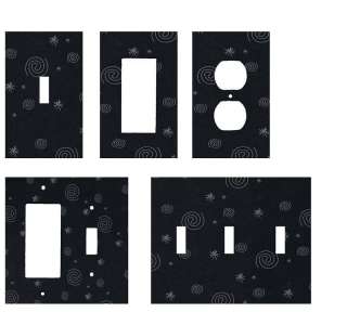BLACK WHITE SCROLL light switch plate, outlet covers  