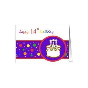  14th Happy Birthday Cake rainbow design Card Toys & Games