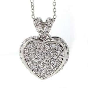 Love & Attraction   Heart Locket Pendant Pavé with White CZs