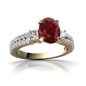  14K Yellow Gold Oval Genuine Ruby Engagement Ring Size 9 