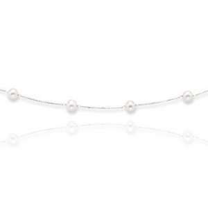  14k White Gold Elegant Stylish Pearl Necklace Jewelry