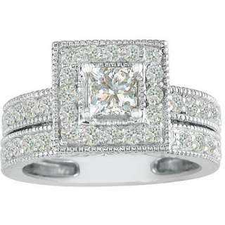 33 Ct. Princess Cut Simulated Diamond Engagement Wedding Ring Set 