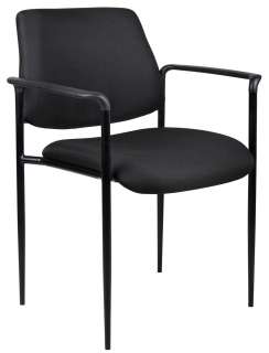 Boss Square Back Diamond Stacking Chair W/Arm in Black  
