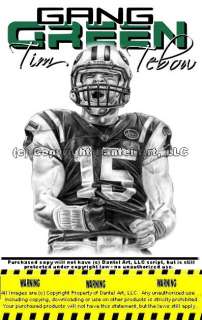   TEBOWING PENCIL LITHOGRAPH POSTER PRINT IN NEW YORK JETS JERSEY #2GG