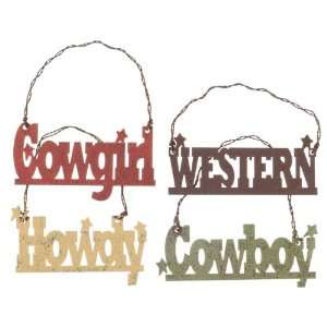  Gift Corral Orn 4Pk Western Words