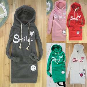   Girls Winter Smile Face Printed Long Hoodie Coat Outerwear G509 S Size