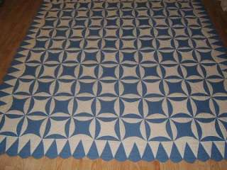 Hand Quilted ROB PETER TO PAY PAUL BLUE & WHITE Queen Quilt 83x83 