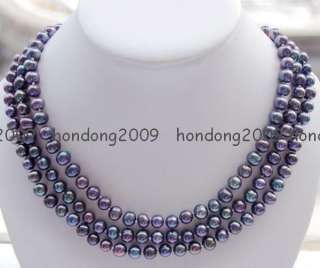 8mm Black Akoya Cultured Pearl Necklace 50  