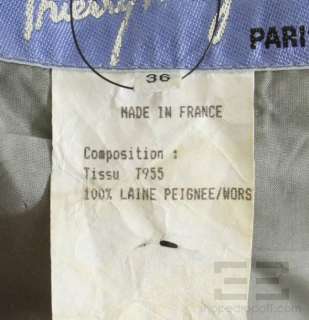 Thierry Mugler 2 Pc Grey Wool Jacket & Pencil Skirt Set Size 36  