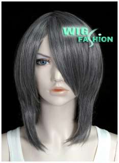 Stunning Short Straight Mixed Grey Cosplay Hair Wig  