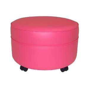 New   Hot Pink Vinyl Round Extra Large Ottoman by NW Enterprises 