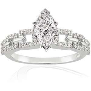 35 Ct Marquise Shaped Diamond Engagement Ring Pave H COLOR GIA 14K 