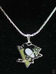 PITTSBURGH PENGUINS HOCKEY SILVER CHAIN CHARM NECKLACE  