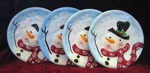 Set Of Four Ganz Bella Casa 6 Snowmen Christmas Plates NWT  