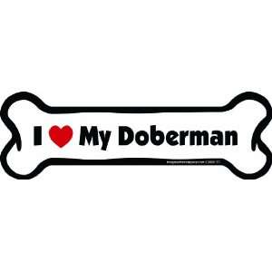   Bone Car Magnet, I Love My Doberman, 2 Inch by 7 Inch
