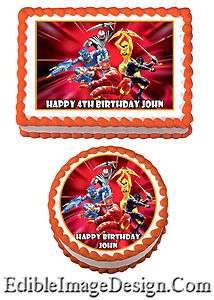 POWER RANGERS Edible Party Birthday Cake Image Cupcake Topper Favors 
