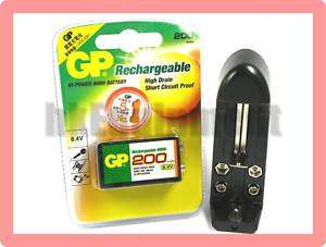 GP Rechargeable 9v 8.4v PP3 200 NiMH Battery+Charger  