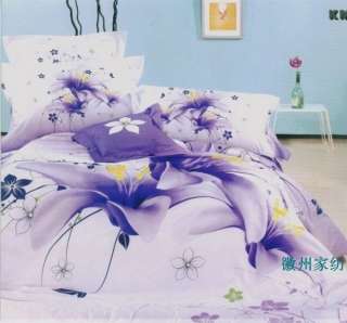 Purple Flowers Queen/King Duvet Comforter Bedding Set  