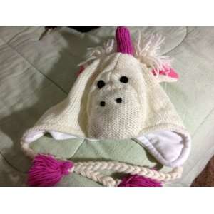   kewlwool Unicorn Animal Hat with Ear Flaps and Poms 