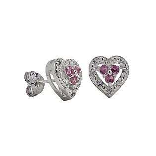Lab Created Pink Sapphire Earrings Sterling Silver  Jewelry Earrings 