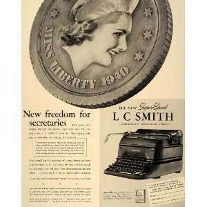   Speed Typewriter Miss Liberty   Original Print Ad