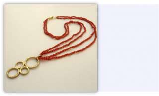GENUINE RED CORAL @ 18K SOLID GOLD PENDANT NECKLACE NEW  