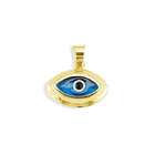 VistaBella 14k Yellow Gold Blue Evil Eye Round Lucky Charm Pendant