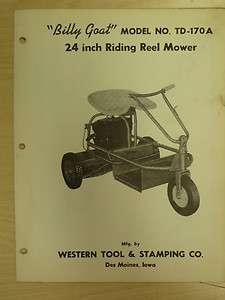   TOOL BILLY GOAT 24 RIDING REEL MOWER, PARTS MANUAL MODEL # TD   170A