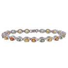    Sterling Silver Green, Orange and Yellow Sapphire Bracelet