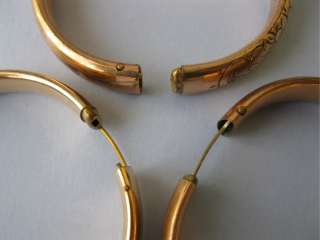Antique Victorian Rose Yellow Gold GF Filled Bangle Bracelets Lot 