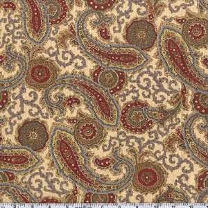  45 Wide Moda Kashmir II Paisley Flax Fabric By The Yard 