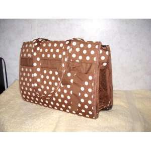  Pet Carrier LARGE Brown/White Polka Dots with Head Hole 