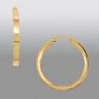 Gold over Sterling Silver 35MM Polished Triangle Tube Hoop Earrings