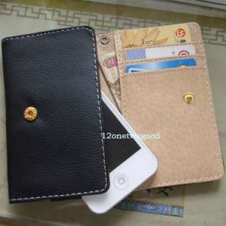 Luxury PU Leather Wallet Card Pouch Case Cover For iphone 4 4G 4S Hot 