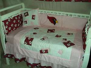 PINK Baby Nursery Crib Bedding Set w/Arizona Cardinals  