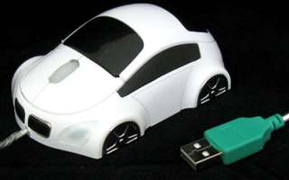 Car Shape Optical USB PC Laptop Computer Mouse White  