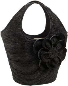   SPADE Lawn Party BLACK STRAW tote FLOWER Tate Cinch Top Hobo Purse Bag