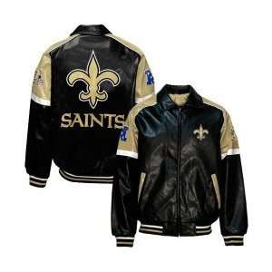    New Orleans Saints Black Varsity Pleather Jacket