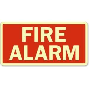  Fire Alarm Glow Vinyl Sign, 14 x 7