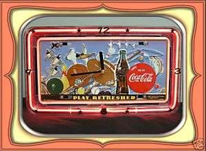 BOWLING   NEON LICENSE PLATE WALL OR TABLE CLOCK  