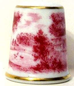 Kaiser West Germany Country Scene Porcelain Thimble Sewing Collectible 