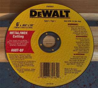Dewalt 6 X .055 X 7/8 Metal Cutting Disc Brand New  