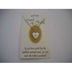  Mustard Seed Heart Shape Necklace in Silver Tone Jewelry