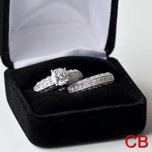 Piece Sterling Silver 2Ct Engagement Wedding Ring Set Sizes 6,7,8 