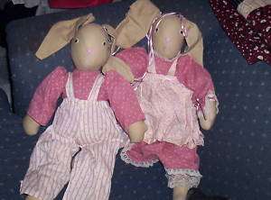 Hand Sewn stuffed animals  home decorations bunnies  
