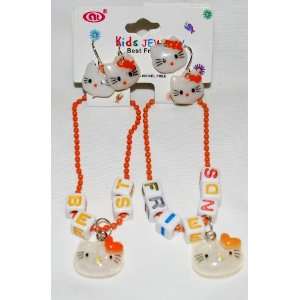  Orange BFF Best Friends Set Girls Bracelets & Earrings 